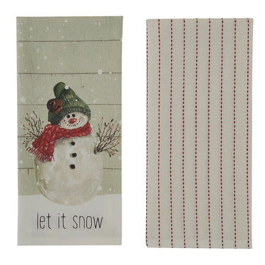 Farmhouse Snowman Let It Snow Dishtowels - Set of 2 Park Designs - The Fox Decor
